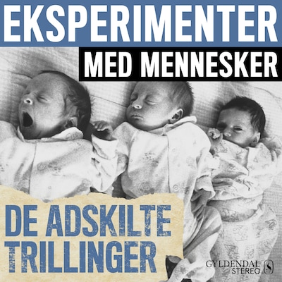 Eksperimenter med mennesker - De adskilte trillinger – omslag til lydbogen af Gyldendal