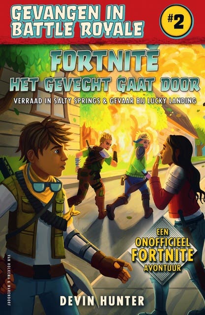 Fortnite - Het gevecht gaat door: Verraad in Salty Springs & Gevaar bij Lucky Landing – omslag van het luisterboek van Devin Hunter
