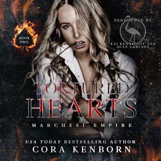 Tortured Hearts – omslag till ljudboken av Cora Kenborn