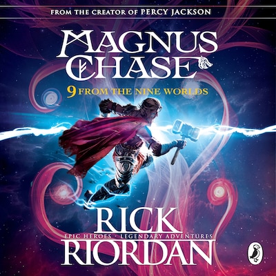 9 From the Nine Worlds – omslag til lydbogen af Rick Riordan