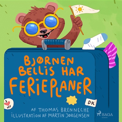 Bjørnen Bellis har ferieplaner – omslag til lydbogen af Thomas Banke Brenneche