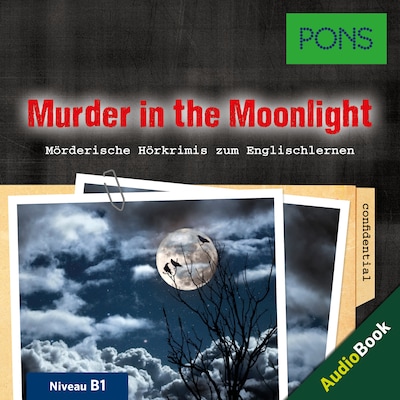 PONS Hörkrimi Englisch: Murder in the Moonlight – omslag til lydbogen af Dominic Butler, PONS-Redaktion