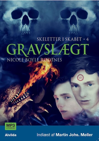 Skeletter i skabet 4: Gravslægt – omslag til lydbogen af Nicole Boyle Rødtnes
