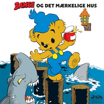 Bamse og det mærkelige hus – omslag til lydbogen af Mårten Melin