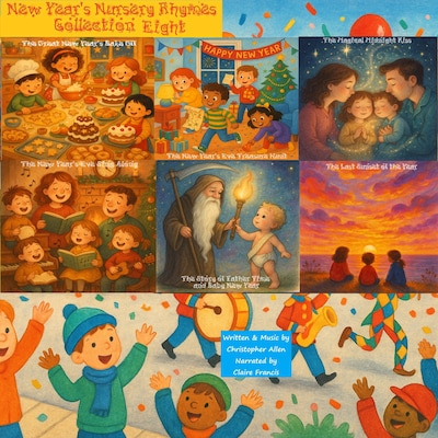 New Year's Nursery Rhymes Collection Eight – omslag til lydbogen af AI Voice Christopher Allen