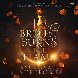 Bright Burns the Flame – omslag till ljudboken av Angelina J. Steffort