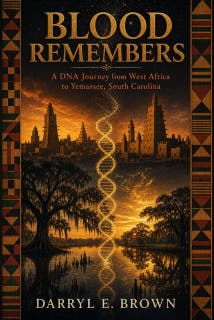 Blood Remembers: A DNA Journey from West Africa to Yemassee, South Carolina – omslag till ljudboken av Gullah Geechee Biz, Darryl E. Brown