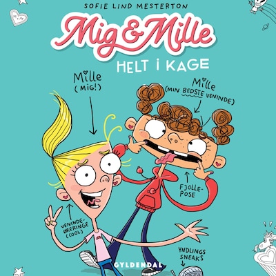 Mig & Mille - Helt i kage – omslag til lydbogen af Anne Sofie Hammer, Sofie Lind Mesterton