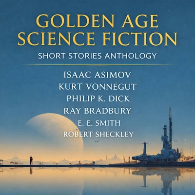 Golden Age Science Fiction Short Stories Anthology – omslag til lydbogen af Isaac Asimov, Kurt Vonnegut, Philip K. Dick
