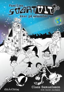 Familjen Svartvit åker på semester – omslag till ljudboken av Claes Samuelsson
