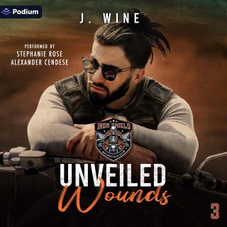 Unveiled Wounds: Iron Shield MC, Book 3 – omslag till ljudboken av J. Wine