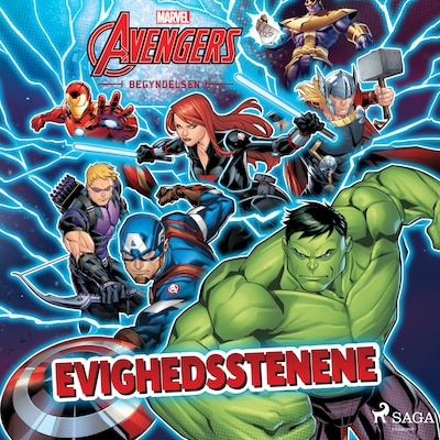 Avengers - Begyndelsen - Evighedsstenene – omslag til lydbogen af Marvel