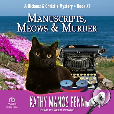 Manuscripts, Meows & Murder – omslag til lydbogen af Kathy Manos Penn