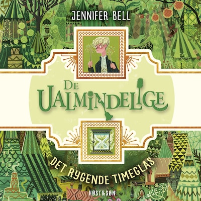 De ualmindelige - Det rygende timeglas – omslag til lydbogen af Jennifer Bell