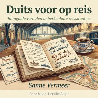 Duits voor op reis: Bilinguale verhalen in herkenbare reissituaties – omslag van het luisterboek van Sanne Vermeer