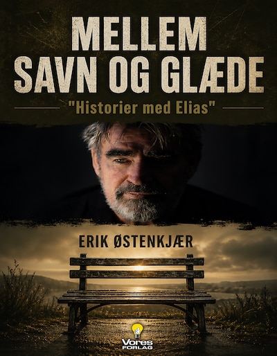 MELLEM SAVN OG GLÆDE – omslag til lydbogen af Erik Østenkjær