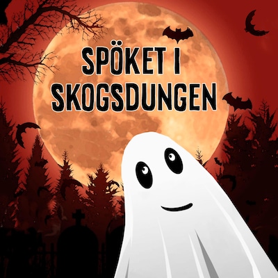 Spöket i skogsdungen – omslag till ljudboken av Karin Hofvander