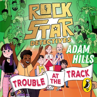 Rockstar Detectives: Trouble at the Track – omslag til lydbogen af Adam Hills
