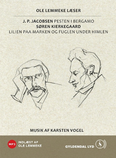 Lilien paa Marken og Fuglen under Himlen, Pesten i Bergamo – omslag til lydbogen af Søren Kierkegaard, J.p. Jacobsen