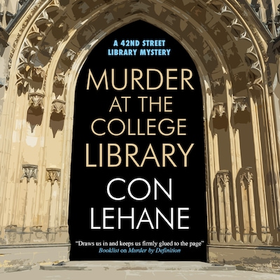 Murder at the College Library – omslag til lydbogen af Con Lehane