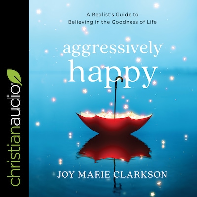 Aggressively Happy – omslag til lydbogen af Joy Clarkson