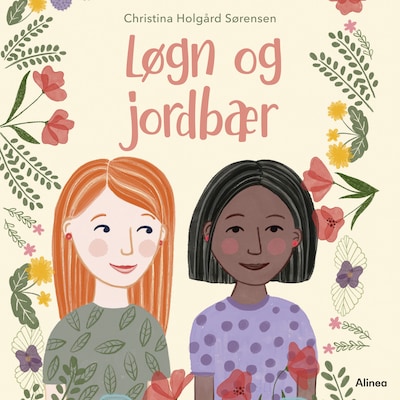 Løgn og jordbær, blå læseklub – omslag til lydbogen af Christina Holgård Sørensen