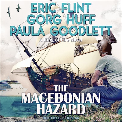 The Macedonian Hazard – omslag til lydbogen af Eric Flint, Gorg Huff, Paula Goodlett