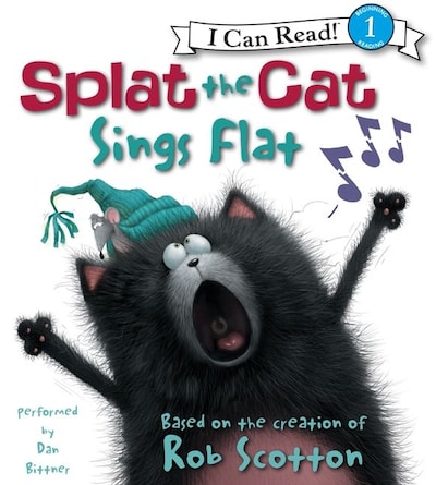 Splat the Cat: Splat the Cat Sings Flat – omslag til lydbogen af Rob Scotton