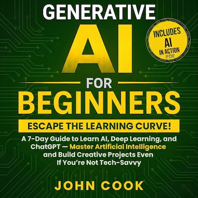Generative AI for Beginners – omslag til lydbogen af John Cook