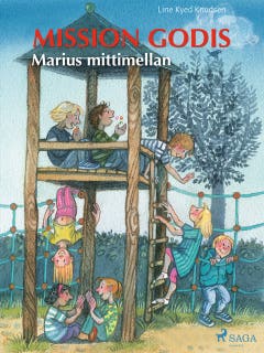 Marius mittimellan: Mission Godis – omslag till ljudboken av Line Kyed Knudsen