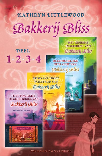Bakkerij Bliss (1-4): Het magische receptenboek van Bakkerij Bliss, De waanzinnige wedstrijd van Bakkerij Bliss, De onmogelijke opdracht van Bakkerij – omslag van het luisterboek van Kathryn Littlewood