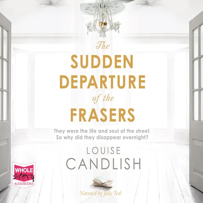 The Sudden Departure of The Frasers – omslag til lydbogen af Louise Candlish