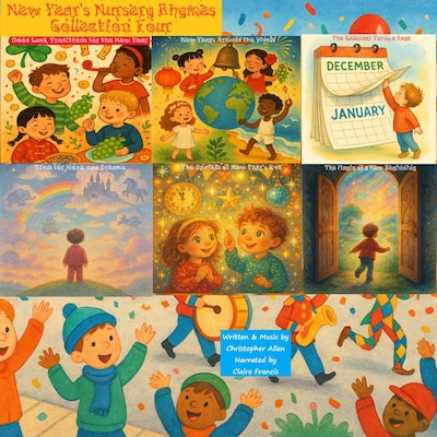 New  Year's Nursery Rhymes - Collection Four – omslag til lydbogen af AI Voice Christopher Allen