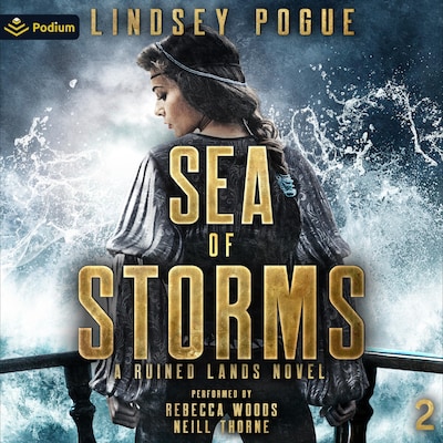 Sea of Storms – omslag til lydbogen af Lindsey Pogue