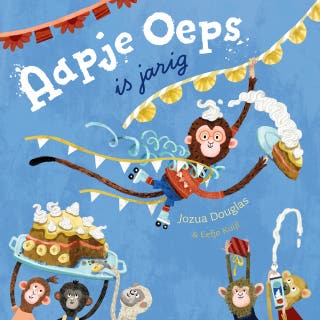 Aapje Oeps is jarig – omslag van het luisterboek van Jozua Douglas