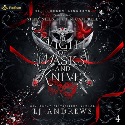 Night of Masks and Knives – omslag til lydbogen af LJ Andrews