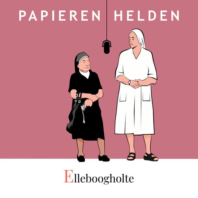 Elleboogholte – omslag van het luisterboek van Caroline Ligthart,Derk Fangman,Guido van Kleef,Ine Boermans,Katinka Polderman,Lena Kurzen,Marieke Groen,Ninke Overbeek,Renske van den Broek,Saskia Eelman