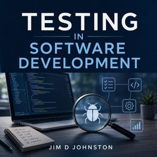 Testing in Software Development for Beginners – omslag till ljudboken av Jim D Johnston