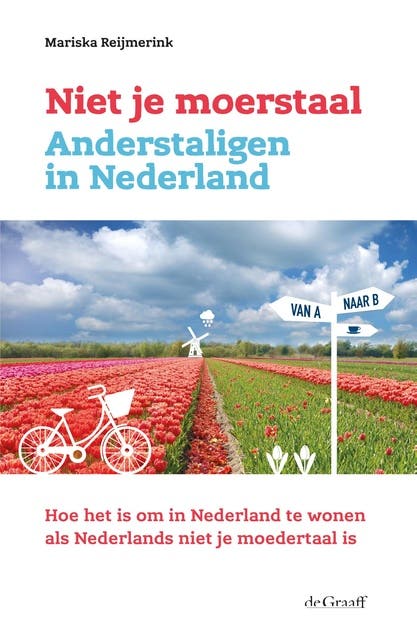 Niet je moerstaal: Anderstaligen in Nederland. Hoe het is om in Nederland te wonen als Nederlands niet je moedertaal is – omslag van het luisterboek van Mariska Reijmerink