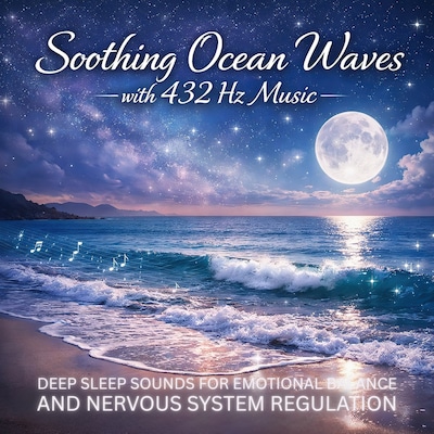Soothing Ocean Waves with 432 Hz Music /// All Night Sleep Soundscapes – omslag til lydbogen af Yella A. Deeken