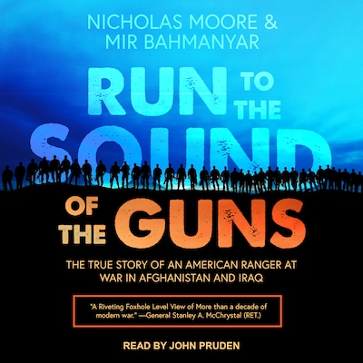 Run to the Sound of the Guns – omslag til lydbogen af Nicholas Moore, Mir Bahmanyar