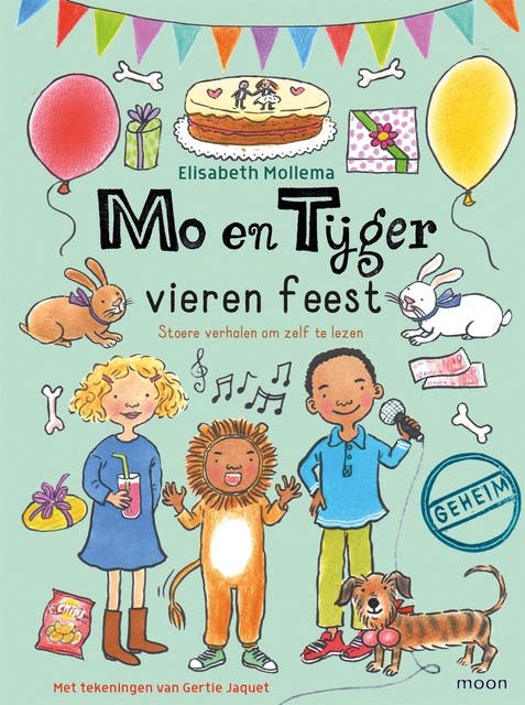 Mo en Tijger vieren feest – omslag van het luisterboek van Elisabeth Mollema