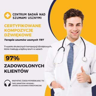CERTYFIKOWANE KOMPOZYCJE DŹWIĘKOWE: Terapia szumów usznych TRT: 11 wysoko skutecznych kompozycji dźwiękowych, które maskują uciążliwy szum w uszach – okładka audiobooka, autor CENTRUM BADAŃ NAD SZUMAMI USZNYMI