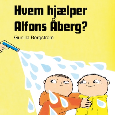Hvem hjælper Alfons Åberg? – omslag til lydbogen af Gunilla Bergström