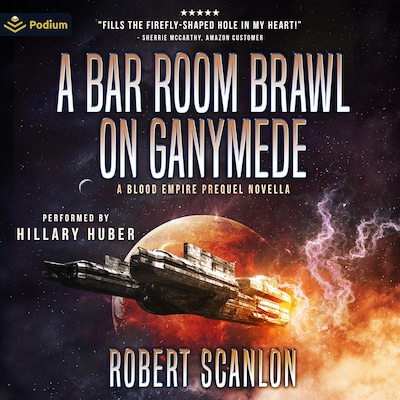 A Bar Room Brawl on Ganymede – omslag til lydbogen af Robert Scanlon