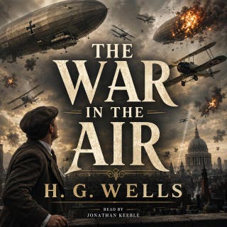 The War in the Air: A small-town man's world unravels as humanity's aerial ambitions ignite a cataclysmic global conflict. – omslag till ljudboken av H. G. Wells