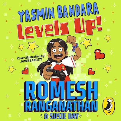 Yasmin Bandara Levels Up! – omslag til lydbogen af Romesh Ranganathan