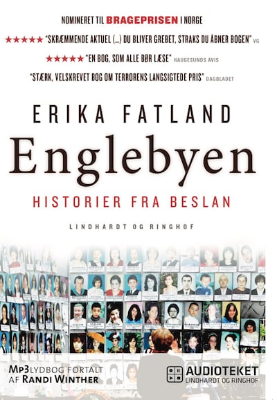 Englebyen - Historier fra Beslan – omslag til lydbogen af Erika Fatland