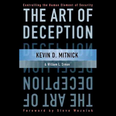 The Art of Deception – omslag til lydbogen af Kevin D. Mitnick, William L. Simon, Steve Wozniak