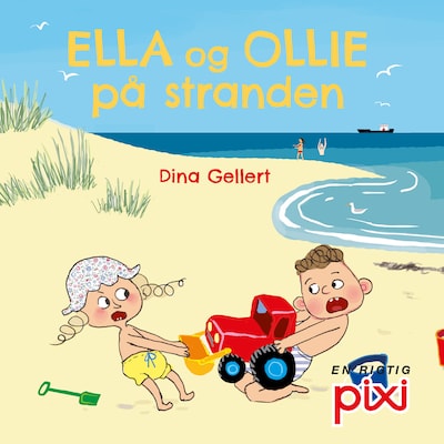 Ella og Ollie på stranden – omslag til lydbogen af Dina Gellert